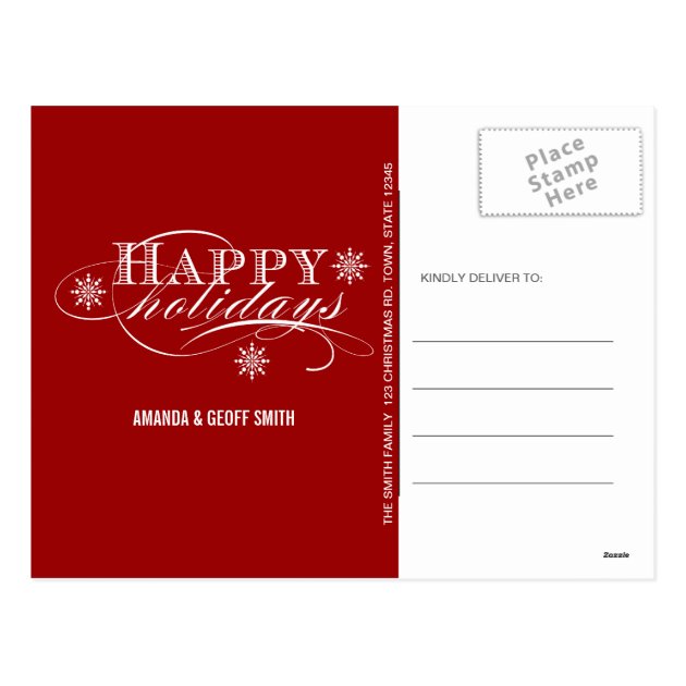 SIMPLE HOLIDAY PHOTO POSTCARD RED