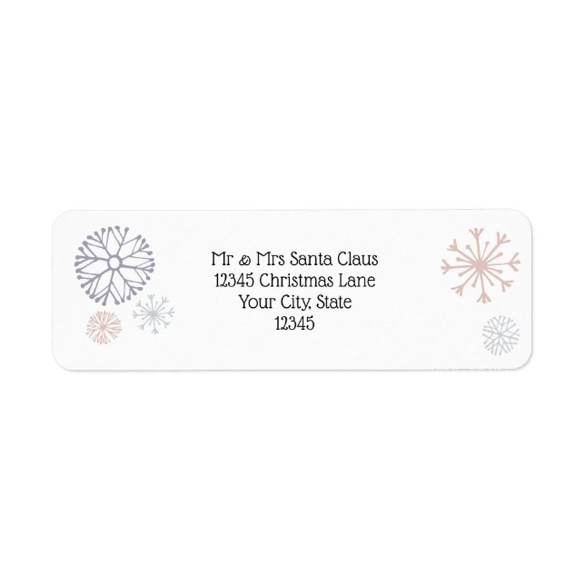 Simple Holiday Snowflakes Label (Front)