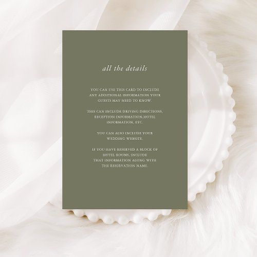 Simple Holiday Wedding  Wedding Guest Details Enclosure Card