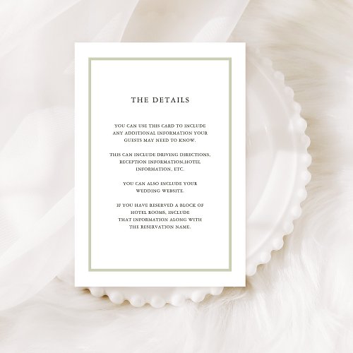 Simple Holiday Wedding  Wedding Guest Details Enclosure Card