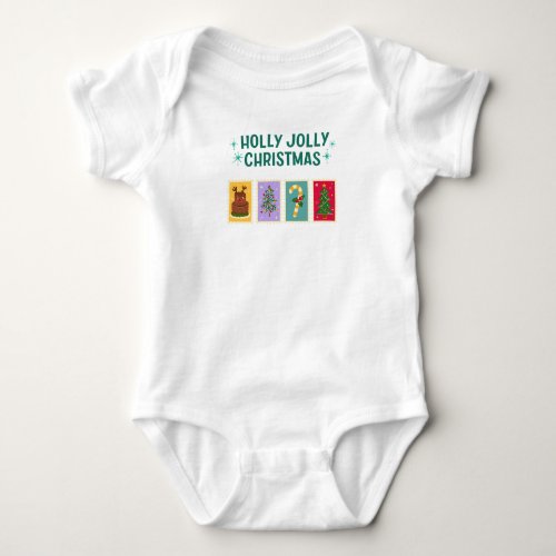 Simple Holly Jolly Holiday Christmas Baby Shirt 