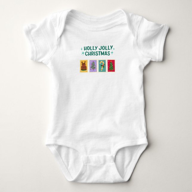 Simple Holly Jolly Holiday Christmas Baby Shirt  (Front)