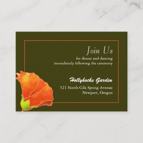 Elegant Wedding Reception Enclosure Card (3.5x2.5) Business Cards
