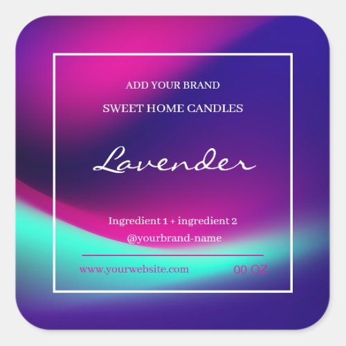 Simple Holographic lavender ingredients product Square Sticker