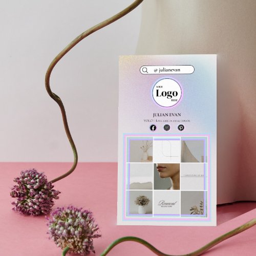 Simple Holographic Pastel Instagram Business Card