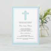 Simple Holy Cross Blue Boy Christening Invitation | Zazzle