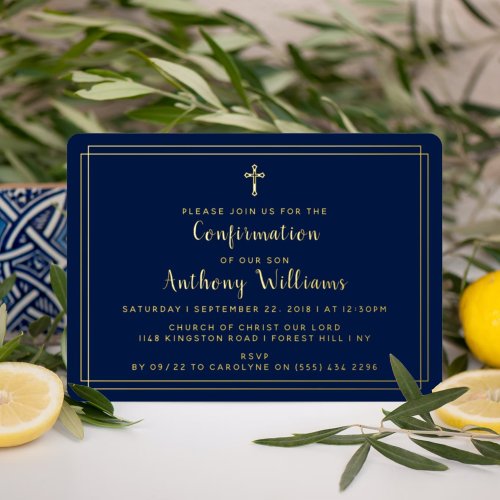 Simple Holy Cross Confirmation Real Foil Invitation