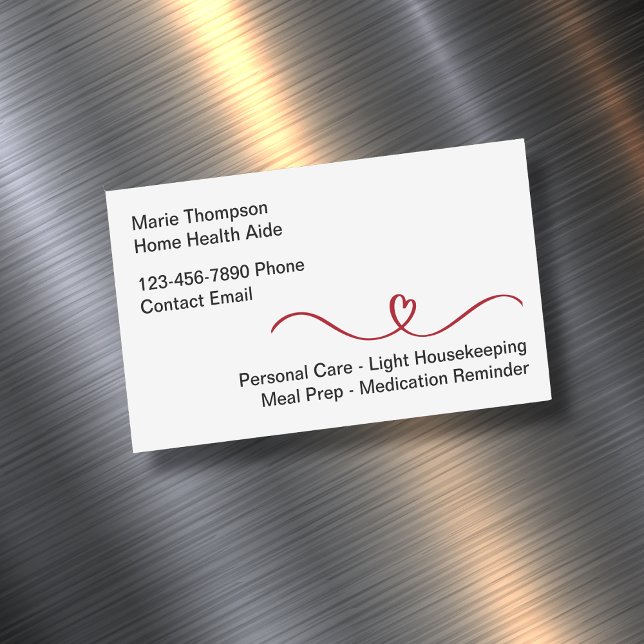 Simple Home Health Aide Business Card Magnet (Creator Uploaded)
