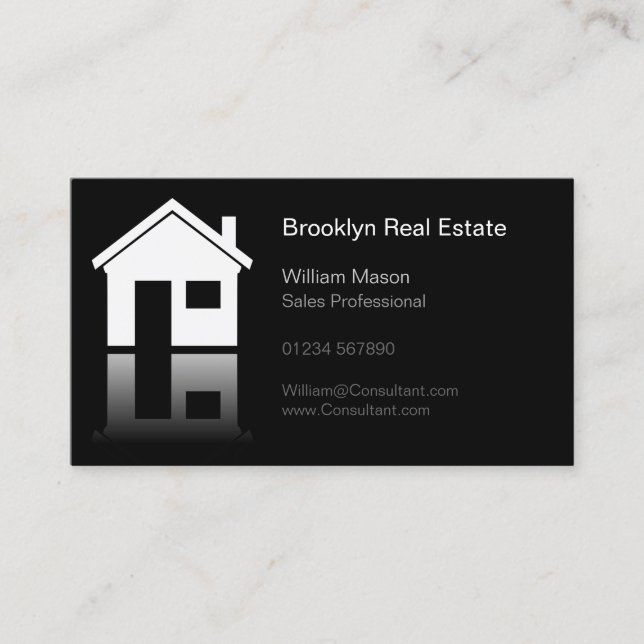 Simple Home Icon Real Estate Agent Business Card (Front)