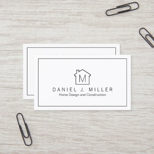 Customizable Modern Home Logo Monogram Minimalist Plain Elegant Business Card