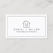 Simple Home Logo Monogram Minimalist Black & White Business Card (Front)