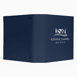 Simple Home Logo Navy Blue Realtor, Real Estate 3 Ring Binder