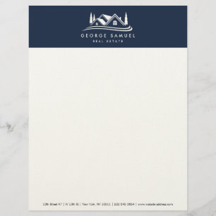 Simple Home Logo Navy Blue Realtor, Real Estate Letterhead
