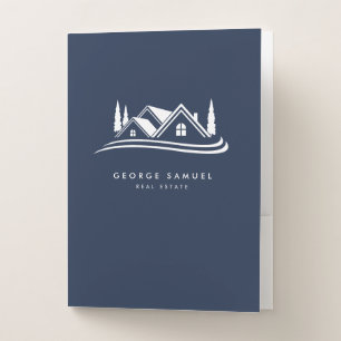 Simple Home Logo Navy Blue Realtor, Real Estate Pocket Folder