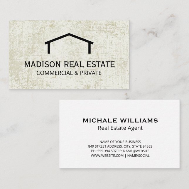 Simple Home Logo | Vintage Old Background Business Card (Front/Back)
