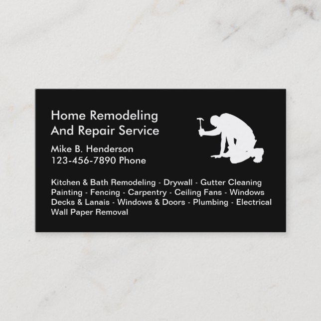 Simple Home Repairs Business Cards (Front)