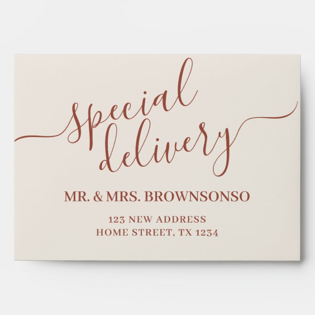 Simple home special delivery terracotta envelope