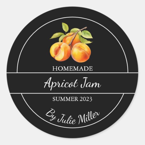 Simple Homemade Apricot Jam Label Black