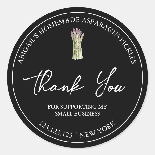 Simple Homemade Asparagus Pickle Thank You Label (Front)