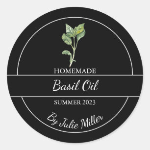 Simple Homemade Basil Oil Label Black