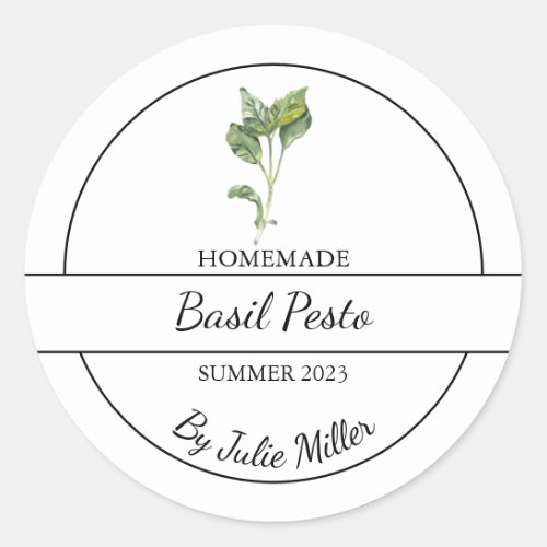 Simple Homemade Basil Pesto Label