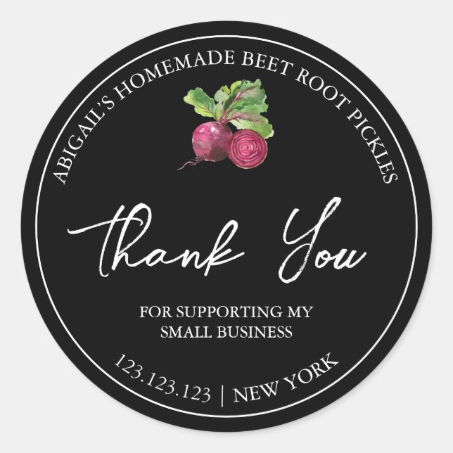Simple Homemade Beet Root Pickle Thank You Label (Front)