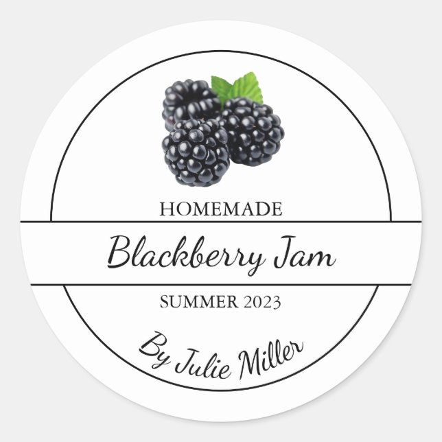 Simple Homemade Blackberry Jam Label (Front)