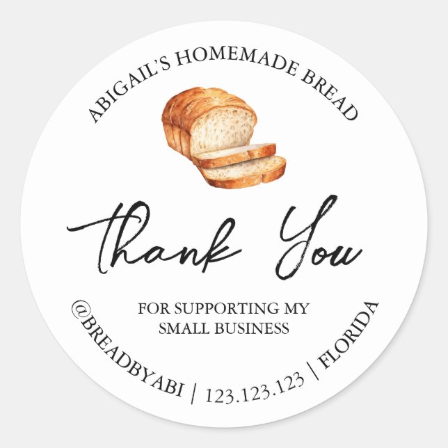 Simple Homemade Bread Thank You Label (Front)