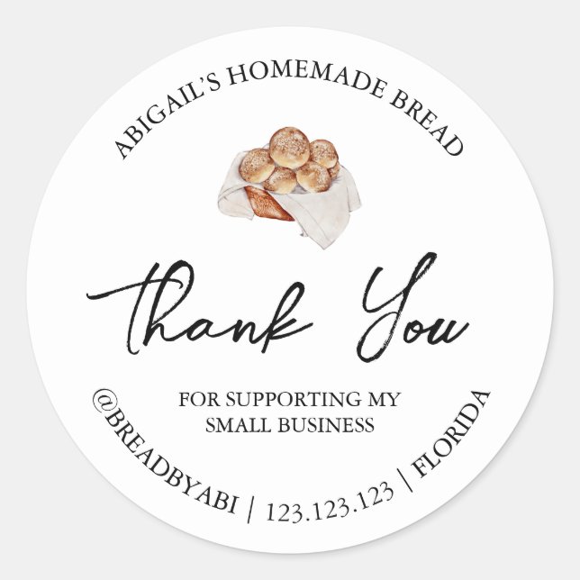 Simple Homemade Bread Thank You Label (Front)