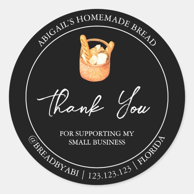 Simple Homemade Bread Thank You Label (Front)