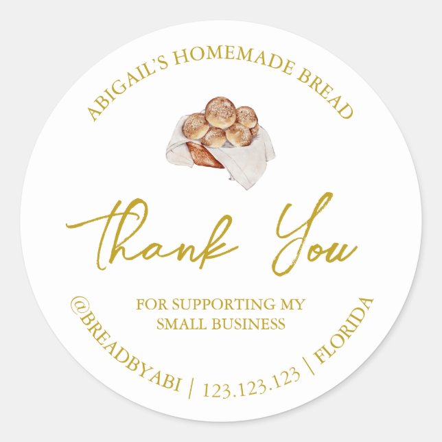 Simple Homemade Bread Thank You Label (Front)