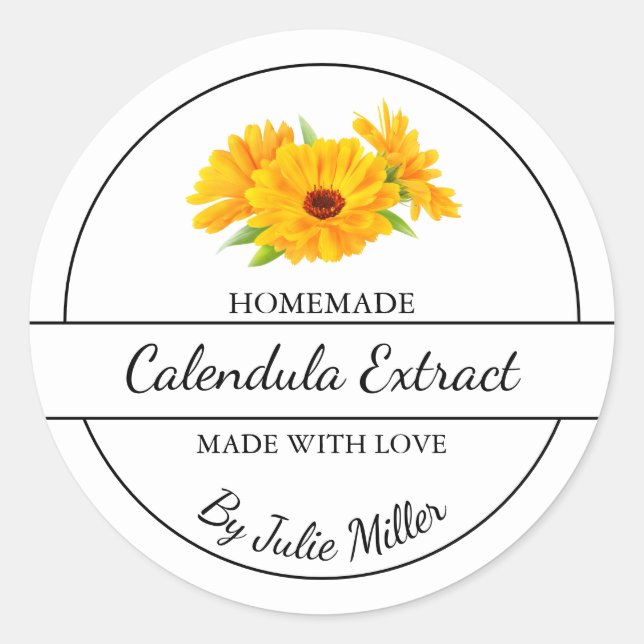 Simple Homemade Calendula Extract Label (Front)