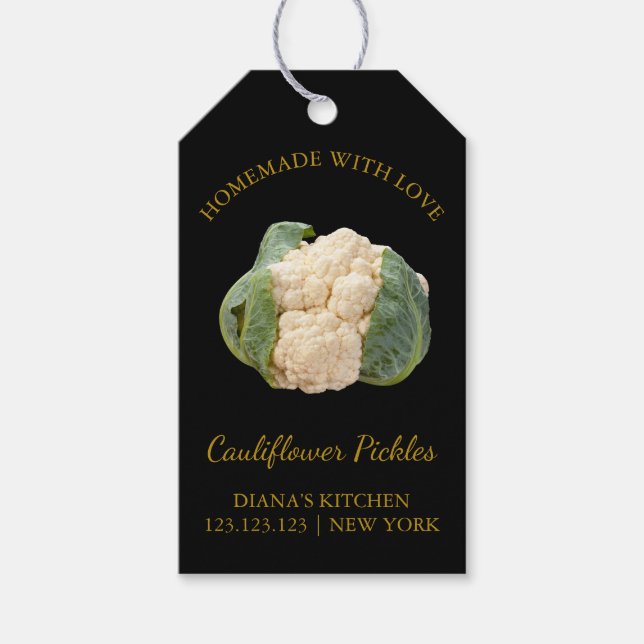 Simple Homemade Cauliflower Pickle Hang Tag Black (Front)