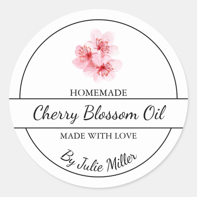 Simple Homemade Cherry Blossom Oil Label (Front)
