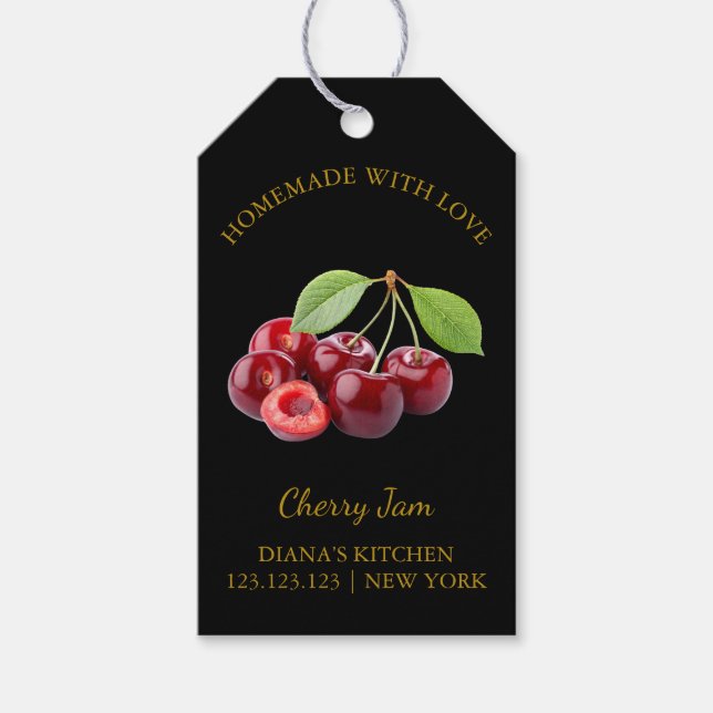Simple Homemade Cherry Jam Hang Tag l Black (Front)