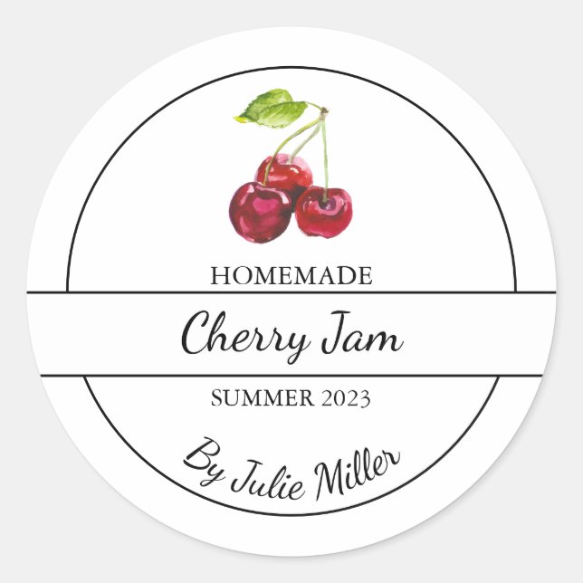 Simple Homemade Cherry Jam Label (Front)