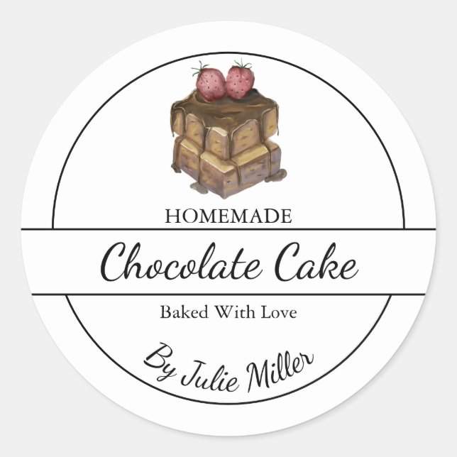 Simple Homemade Chocolate Cake Label (Front)