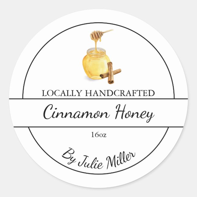 Simple Homemade Cinnamon infused Honey Label (Front)
