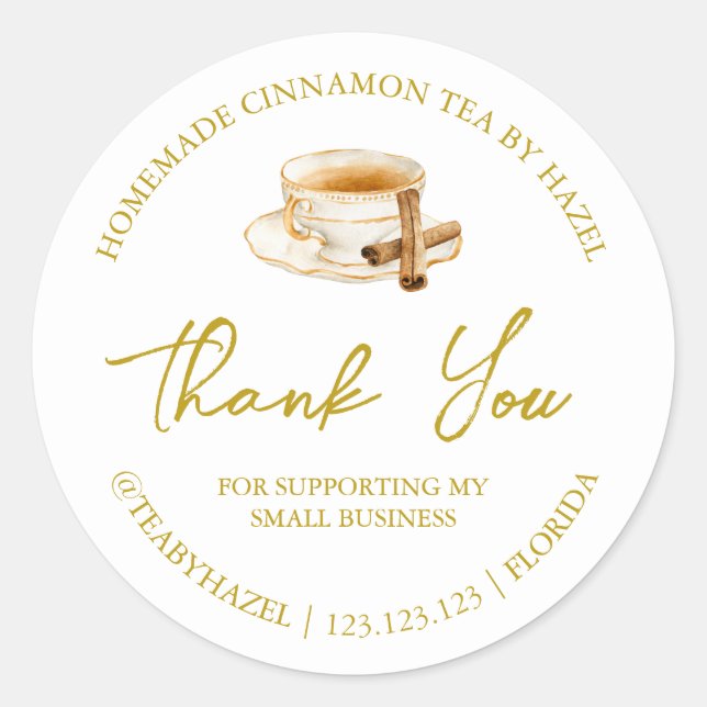 Simple Homemade Cinnamon Tea Thank You Label (Front)