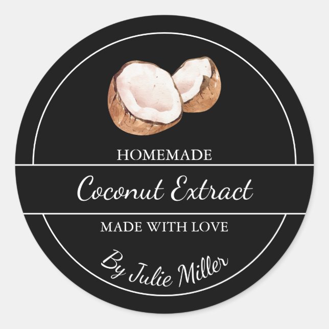 Simple Homemade Coconut Extract Label (Front)