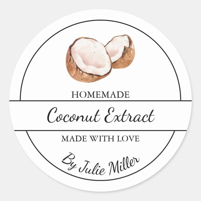 Simple Homemade Coconut Extract Label (Front)