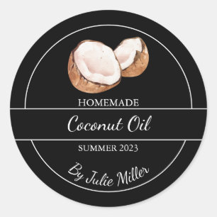 Simple Homemade Coconut Oil Label Black