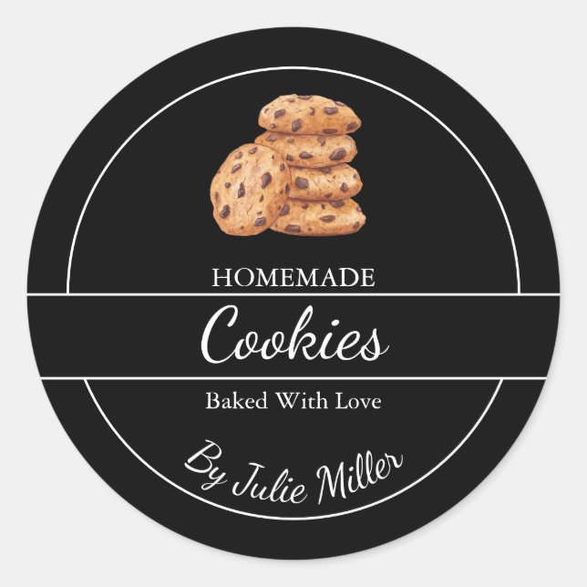 Simple Homemade Cookies Label Black (Front)