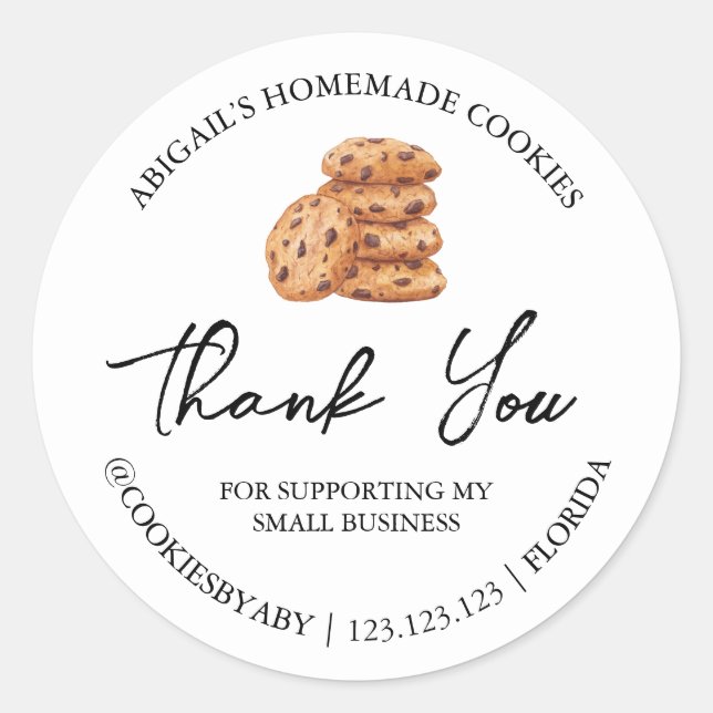 Simple Homemade Cookies Thank You Label (Front)