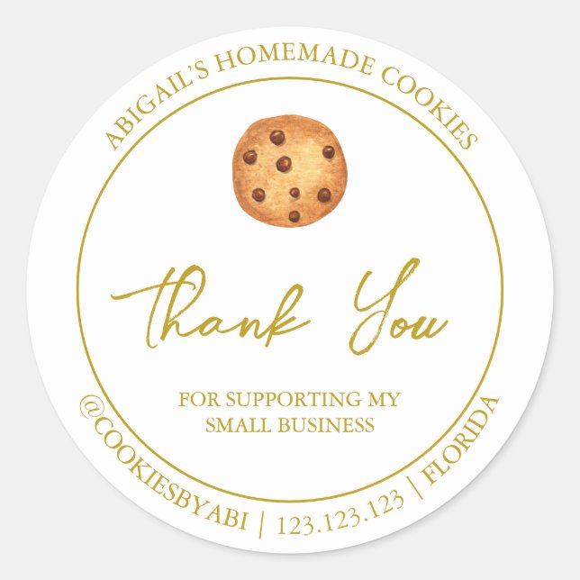 Simple Homemade Cookies Thank You Label (Front)