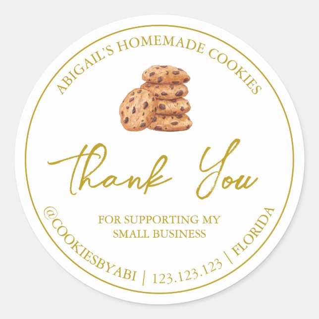 Simple Homemade Cookies Thank You Label (Front)