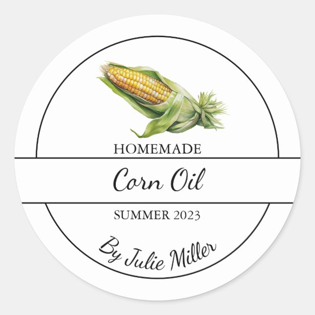 Simple Homemade Corn Oil Label (Front)