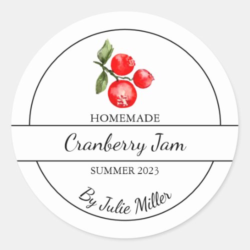 Simple Homemade Cranberry Jam Label