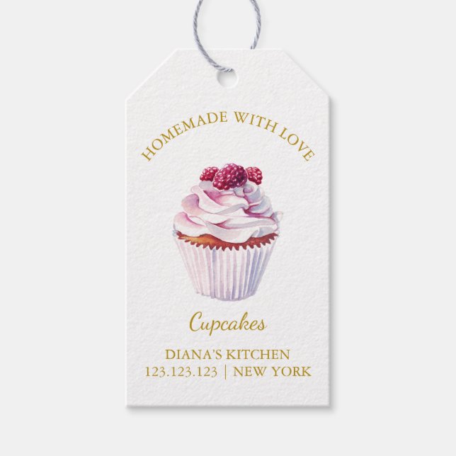 Simple Homemade Cupcake Dessert Hang Tag | White (Front)