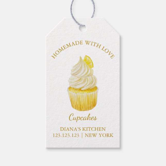 Simple Homemade Cupcake Dessert Hang Tag | White (Front)